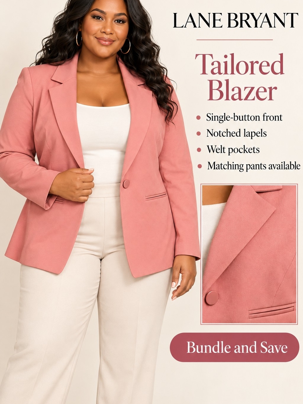Lane Bryant Rose Pink Tailored Blazer